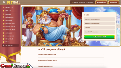 BetHall Kaszinó VIP program