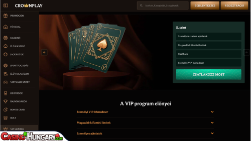 Crownplay Kaszinó VIP program