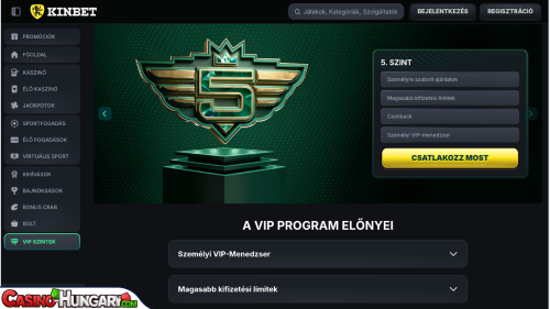 KinBet Kaszinó VIP program