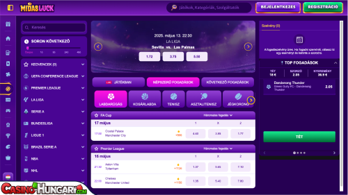 MidasLuck Kaszinó Sportfogadás