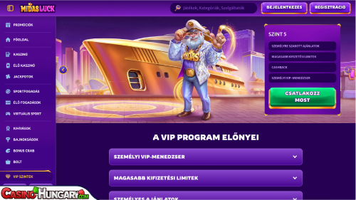 MidasLuck Kaszinó VIP program