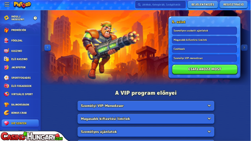 Pistolo Kaszinó VIP program