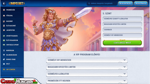 Romibet Kaszinó VIP program
