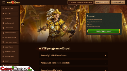 Wild Robin Kaszinó VIP program