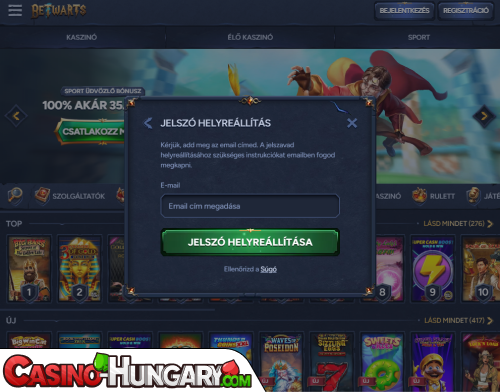 BetWarts Casino Bejelentkezési probléma