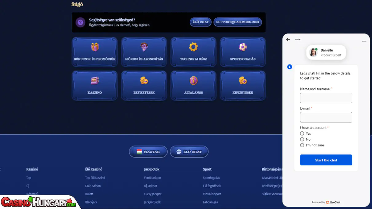 Casombie Kaszinó ügyfélszolgálat