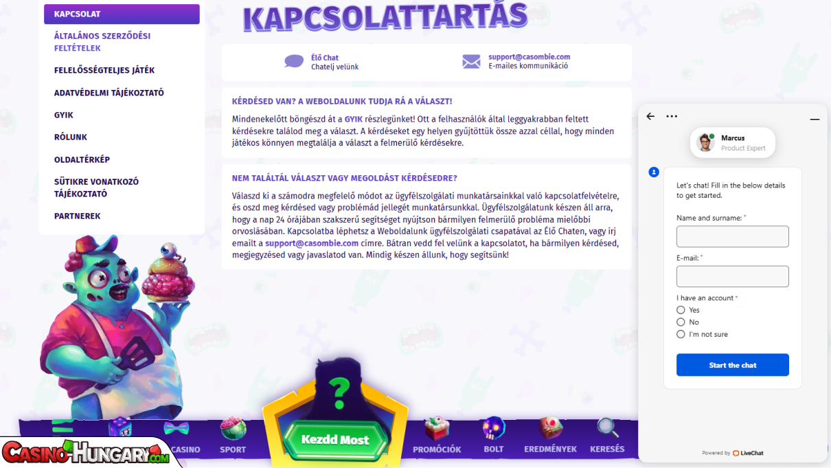Casombie Kaszinó ügyfélszolgálat