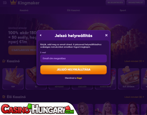 KingMaker Casino Bejelentkezési probléma