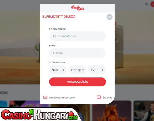 RealSpin Casino Bejelentkezési probléma