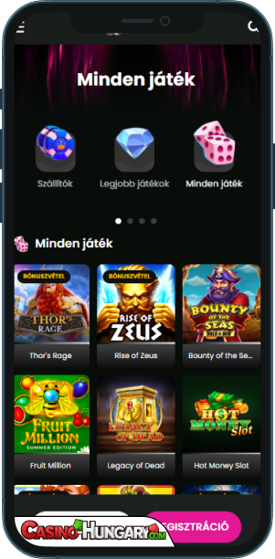 Spinaro Kaszinó mobilalkalmazás