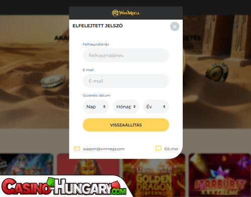WinMega Casino Bejelentkezési probléma