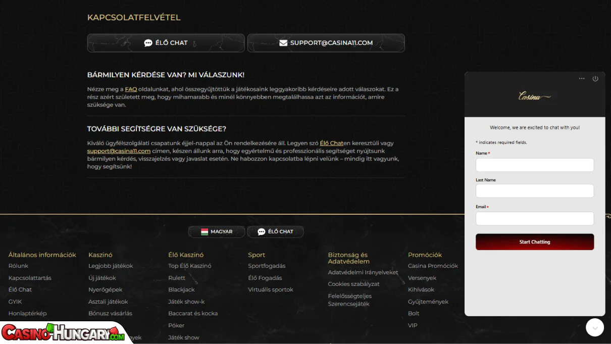 Casina Kaszinó ügyfélszolgálat