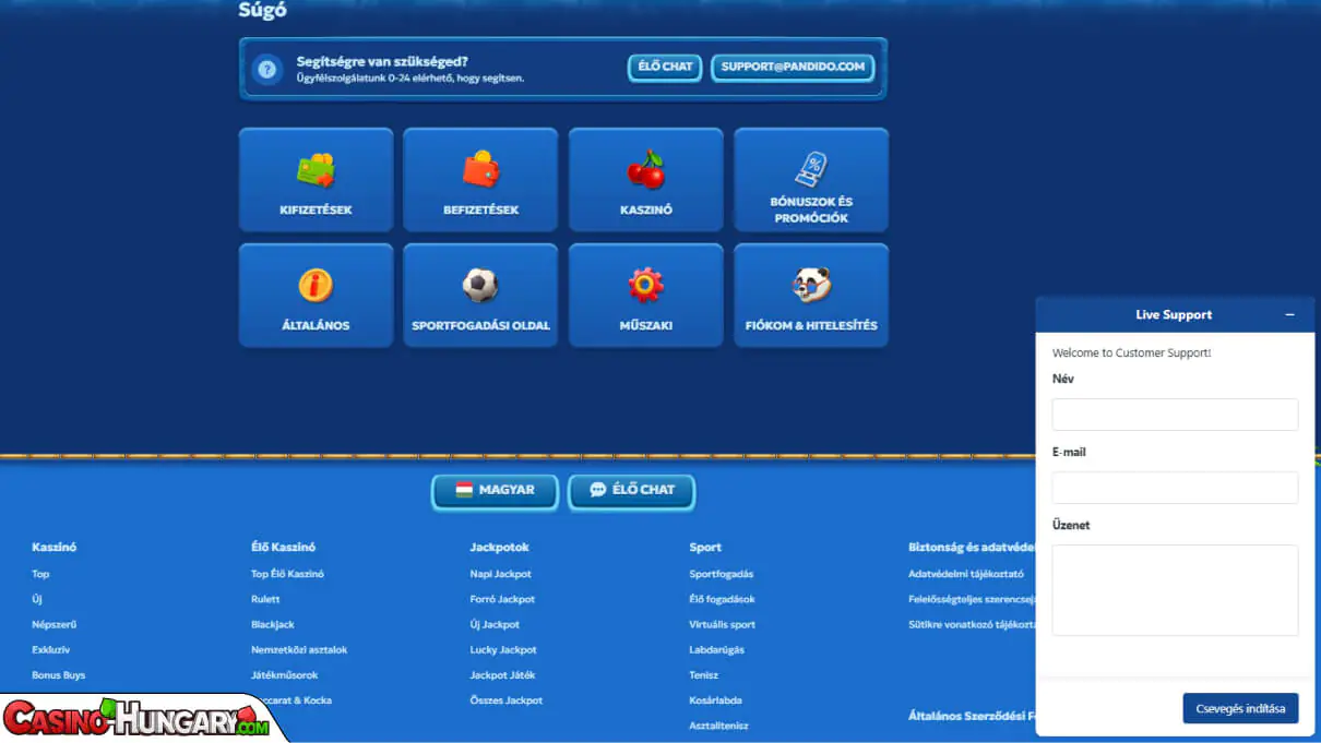 Pandido Kaszinó ügyfélszolgálat