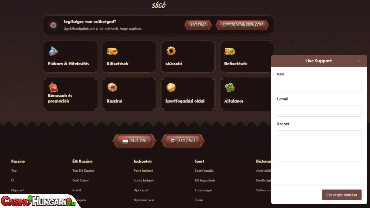 Alawin Kaszinó ügyfélszolgálat