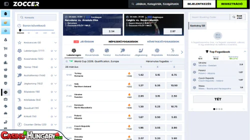 zoccer kaszinó Sportfogadás