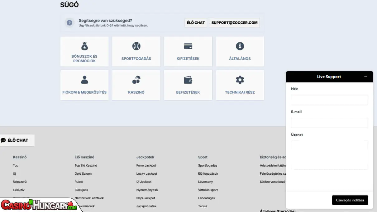 zoccer kaszinó ügyfélszolgálat