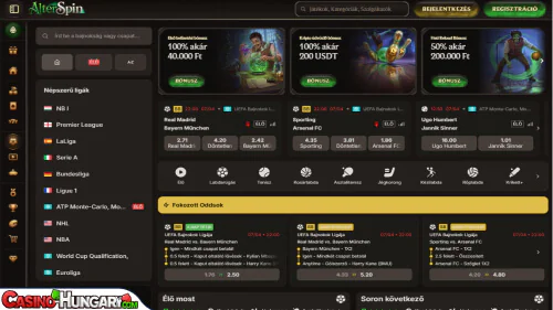 alterspin kaszinó Sportfogadás