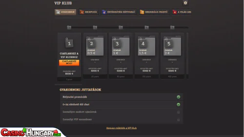 spinboss kaszinó vip program