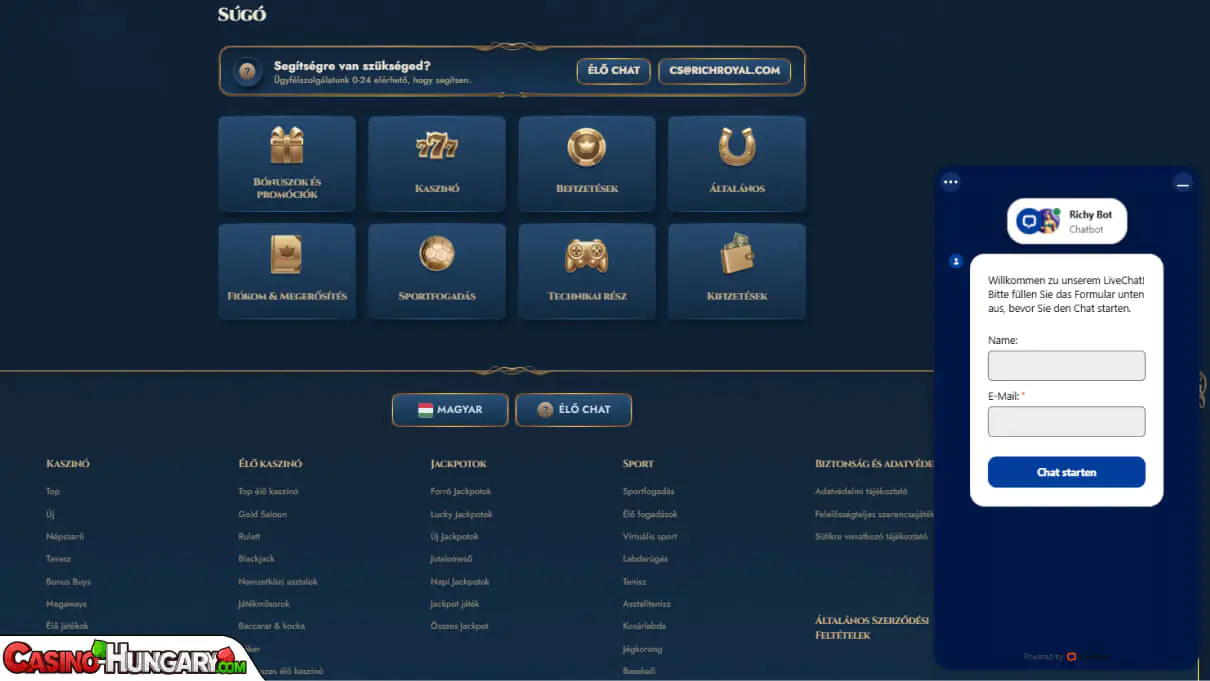 rich royal kaszinó ügyfélszolgálat
